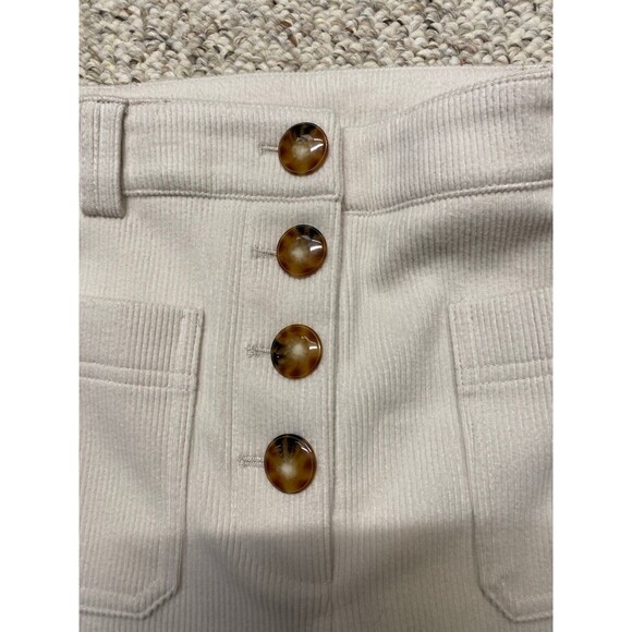 Joie 70's Vibe Soft Corduroy High Rise Patch Pocket Flare Leg Pants Off White 6 - Picture 5 of 12